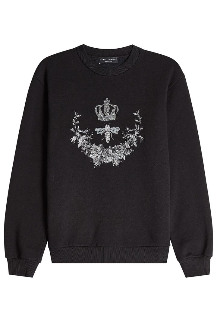 Dolce & Gabbana Dolce & Gabbana Embroidered Cotton Sweatshirt - Black