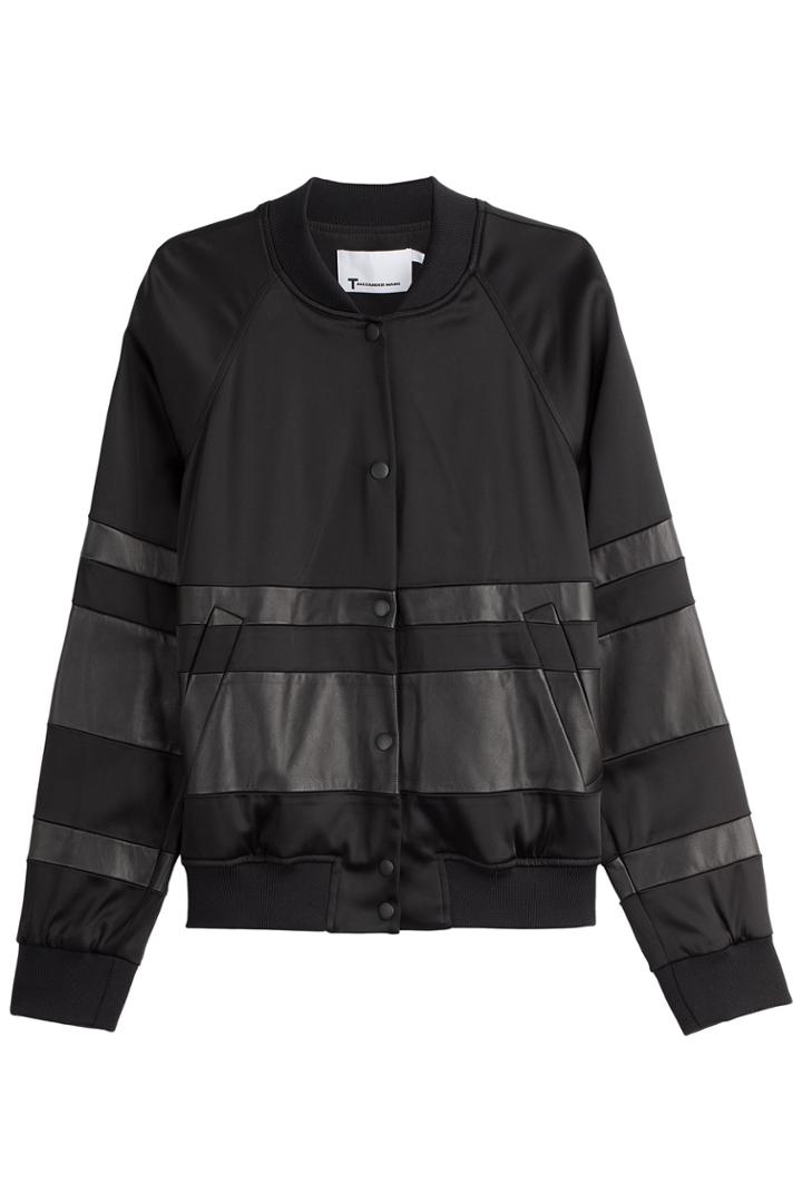 T By Alexander Wang T By Alexander Wang Leather Detailed Baseball Jacket - Black