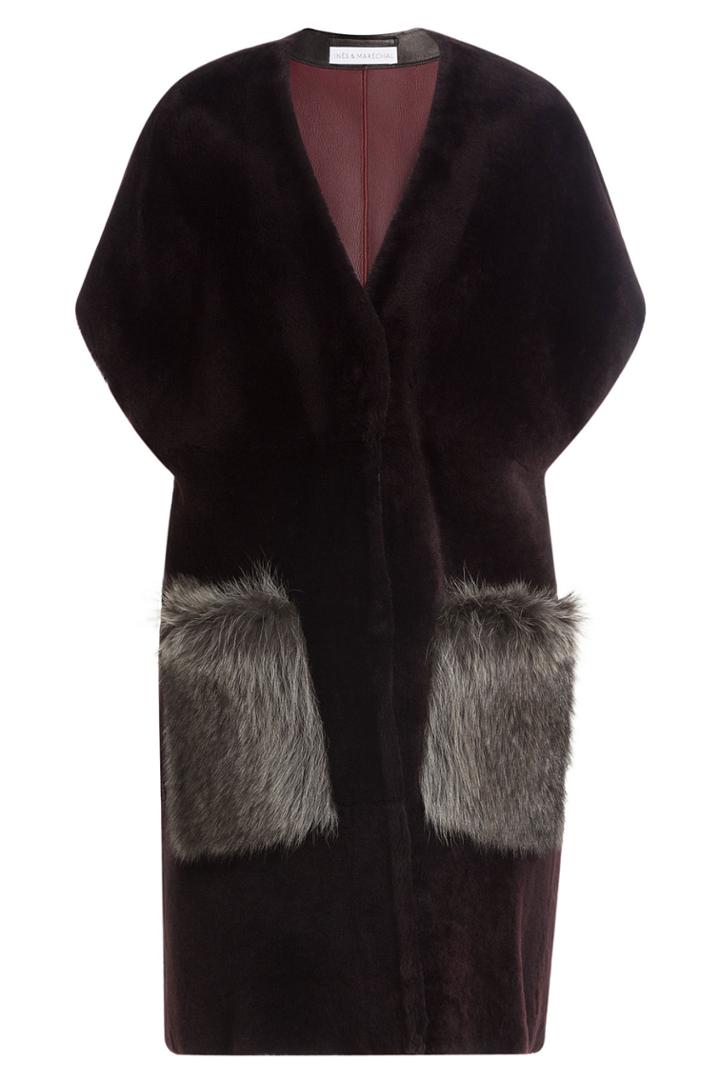 Inès & Maréchal Inès & Maréchal Shearling Coat With Raccoon Fur - Red