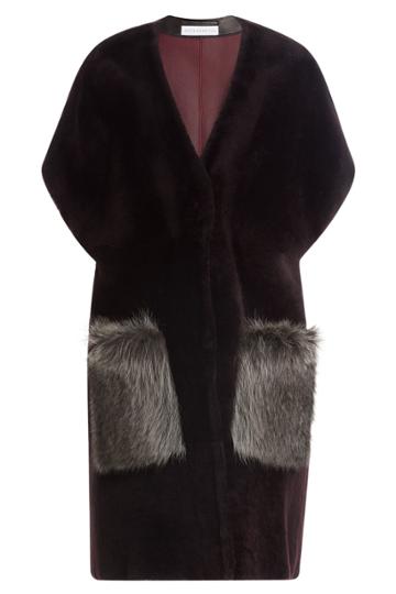 Inès & Maréchal Inès & Maréchal Shearling Coat With Raccoon Fur - Red