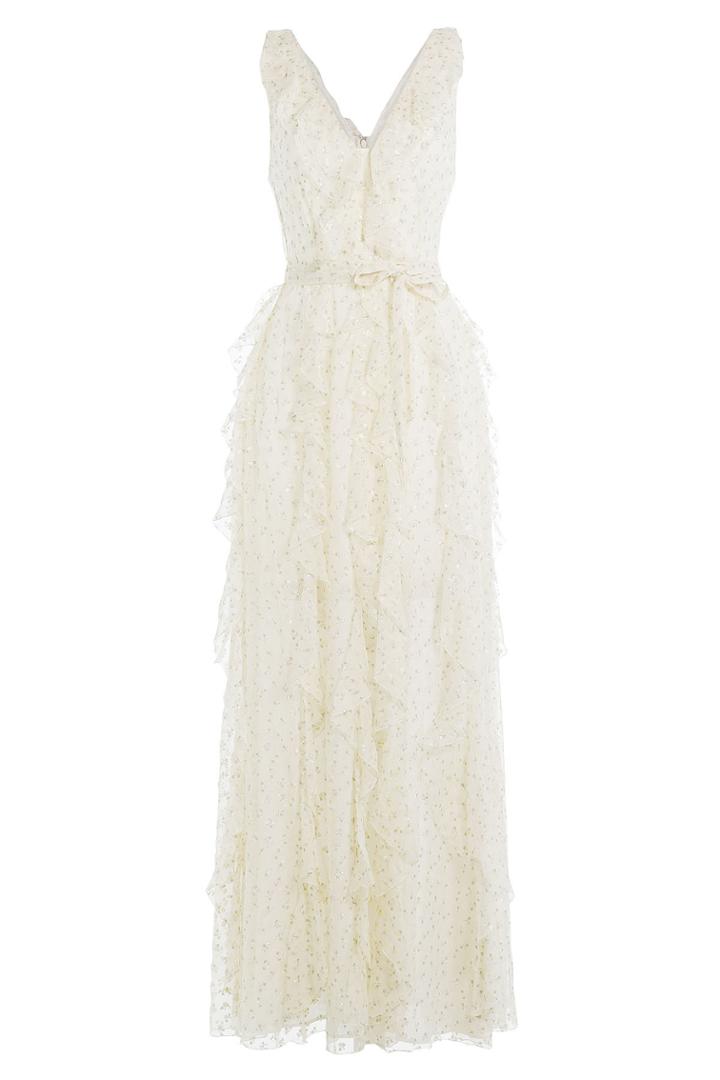 Valentino Valentino Silk Chiffon Floor Length Dress With Glitter