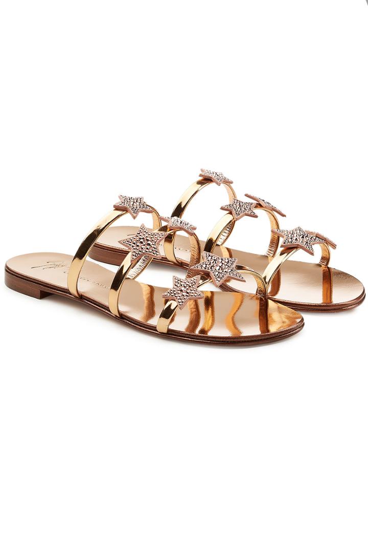 Giuseppe Zanotti Giuseppe Zanotti Star Embellished Metallic Leather Sandals
