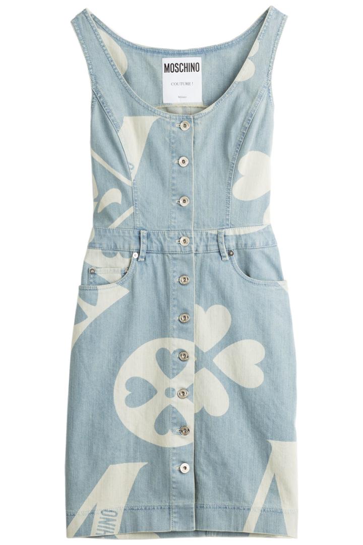 Moschino Moschino Printed Stretch Denim Dress