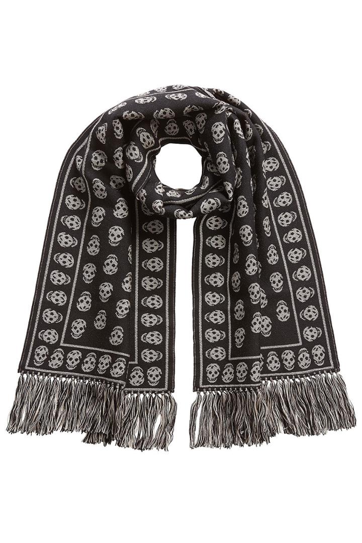 Alexander Mcqueen Alexander Mcqueen Wool Upside Down Skull Scarf