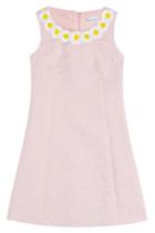 Red Valentino Red Valentino Brocade Shift Dress With Embellished Daisy Collar - Rose