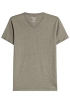 Majestic Majestic Linen T-shirt With V-neckline - Green