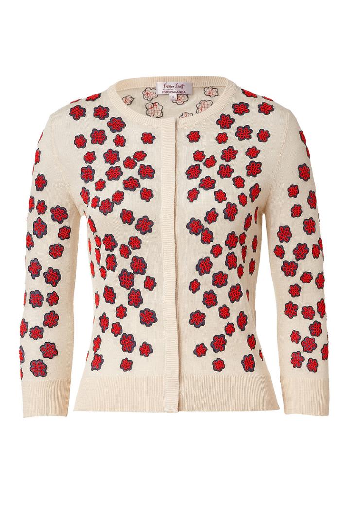 L'wren Scott L'wren Scott Cream-multi Embroidered Cashmere-blend Cardigan
