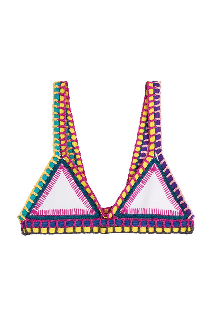 Kiini Kiini Yaz Bikini Top With Hand Crocheted Trim - Multicolor