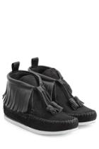 Rag & Bone Rag & Bone Suede Moccasin Sneakers With Leather - Black