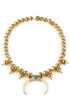Aur Lie Bidermann Navajo 18kt Gold Plated Necklace With Turquoise And Horn