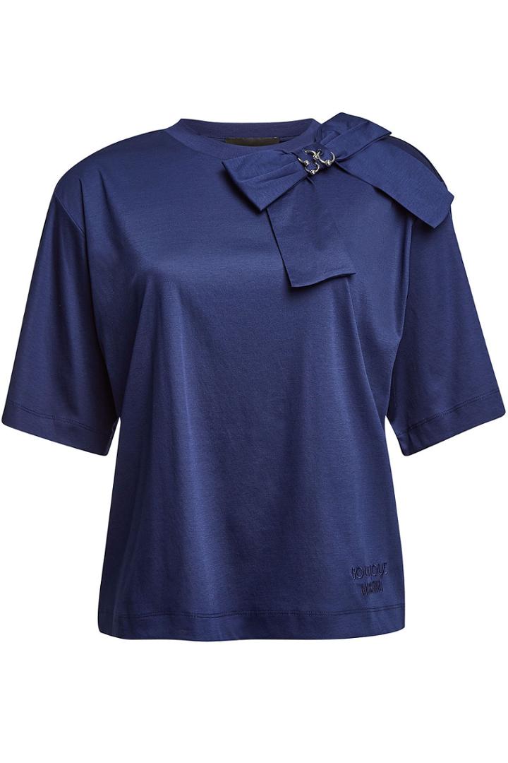 Boutique Moschino Boutique Moschino Cotton Top With Embellished Bow