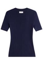 Frame Denim Frame Denim Short Sleeved Silk Pullover With Cashmere - Blue