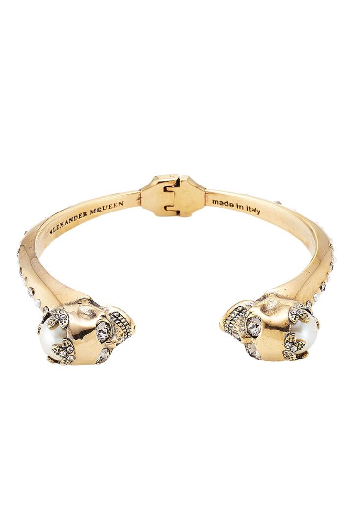Alexander Mcqueen Alexander Mcqueen Embellished Skull Bracelet - Gold