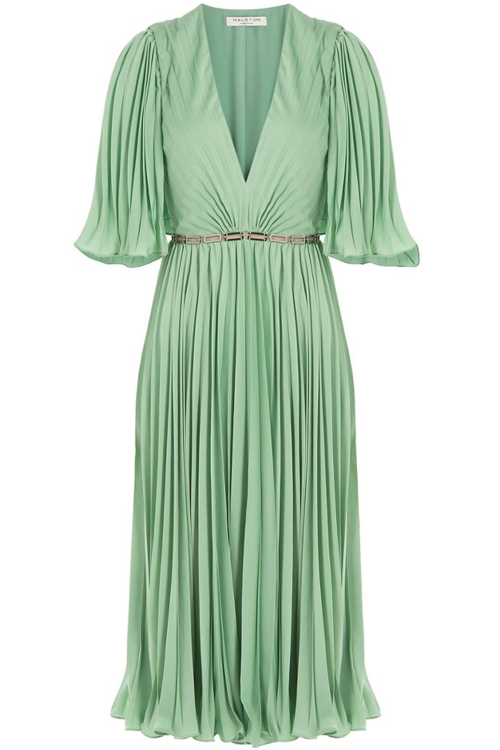 Halston Heritage Halston Heritage Pleated Dress With Sheer-insert Belt