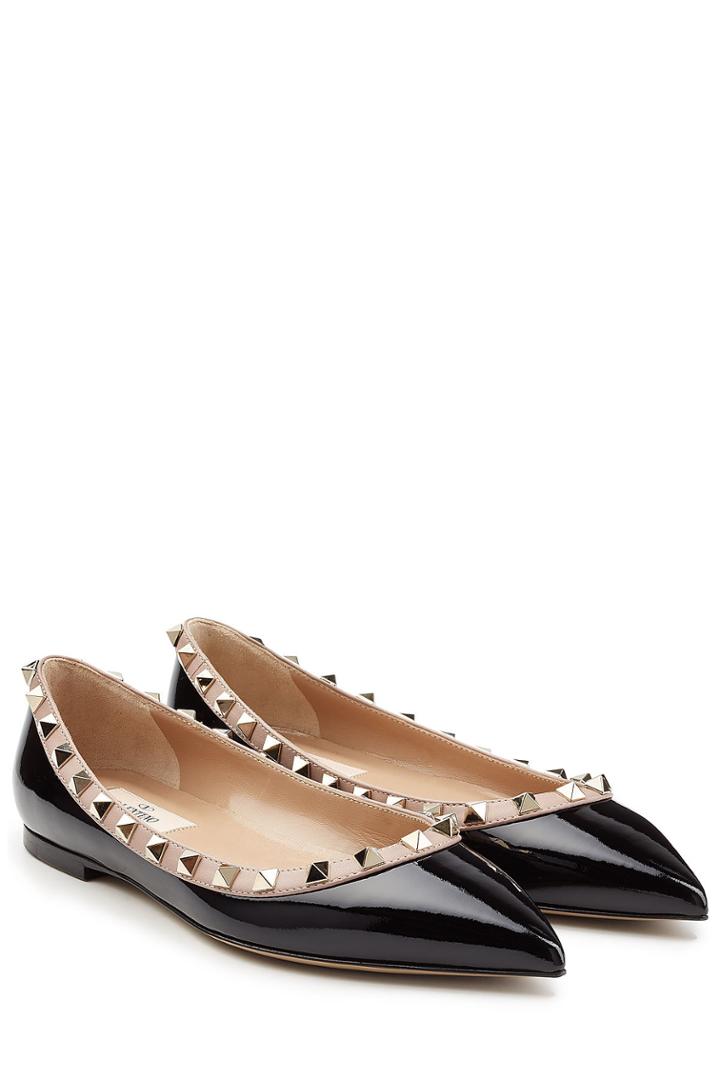 Valentino Valentino Rockstud Two-tone Patent Leather Ballerinas