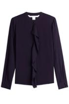 Diane Von Furstenberg Diane Von Furstenberg Silk Ruffle Front Shirt - Purple