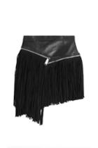 Dsquared2 Dsquared2 Leather Mini Skirt With Suede Fringe - None