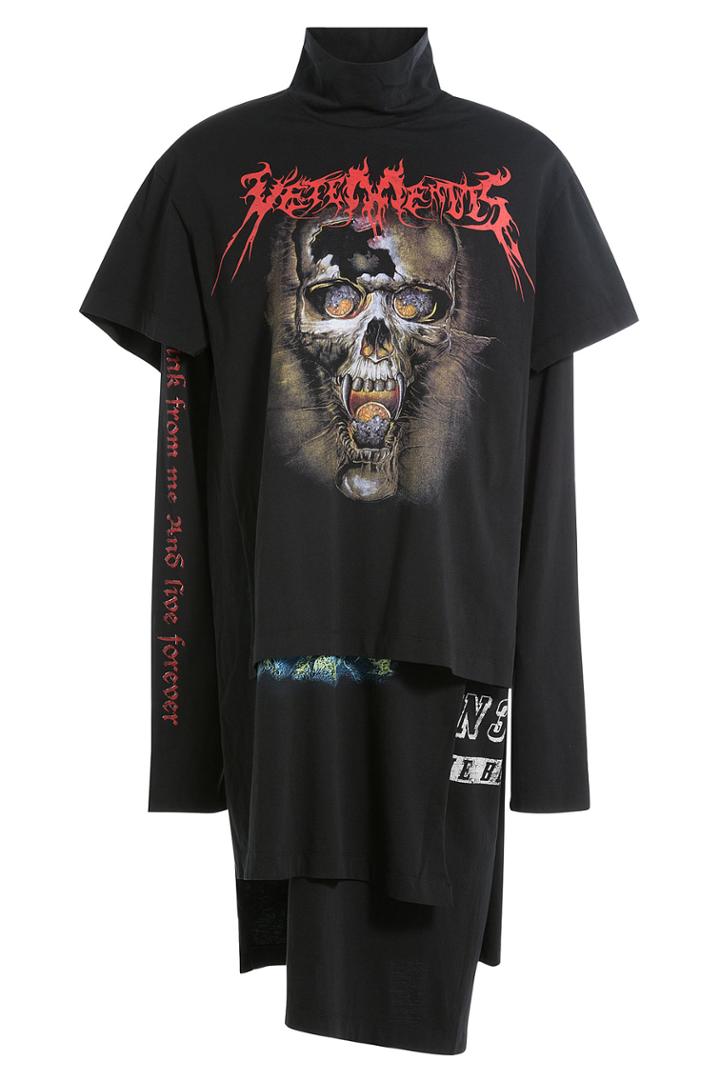 Vetements Vetements Printed Cotton Sweater Dress - Black