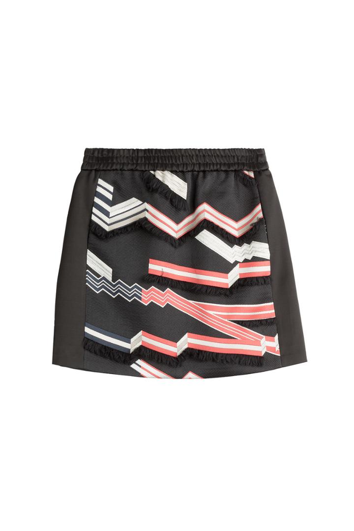 Kenzo Kenzo Embroidered Skirt With Fringing - Black