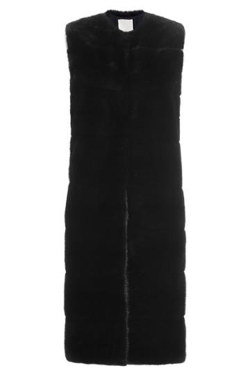 Valentino Valentino Leather And Mink Fur Vest With Rockstuds - Blue