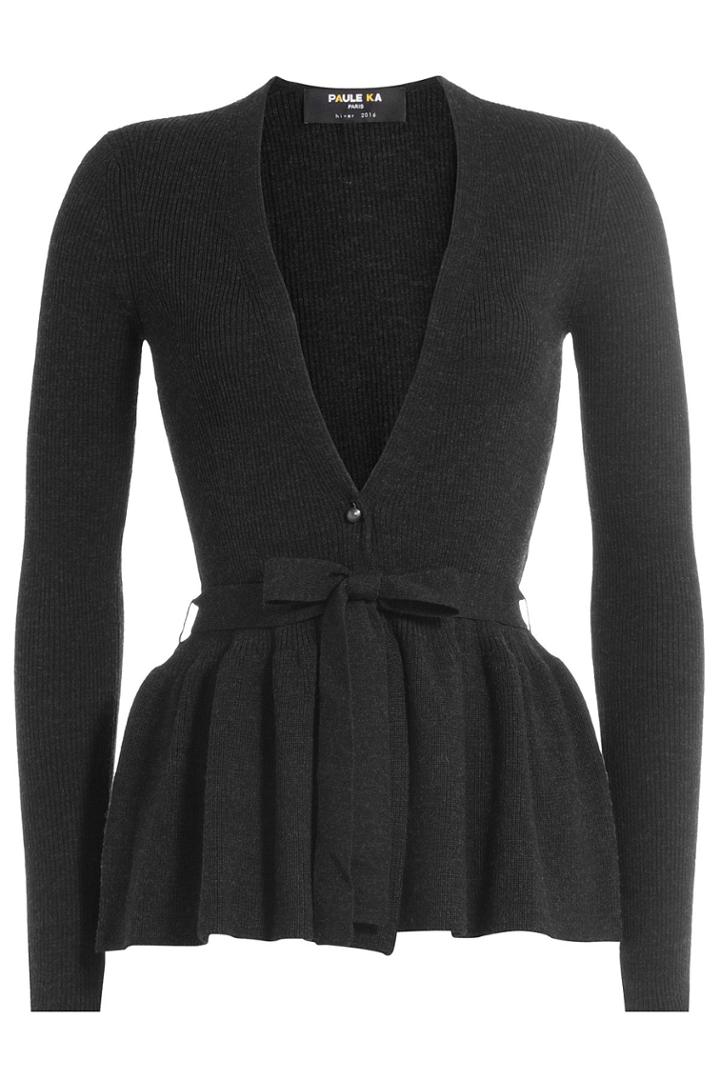 Paule Ka Paule Ka Wool Cardigan With Peplum - Grey