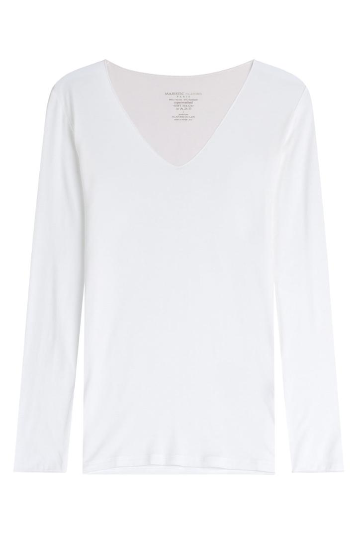 Majestic Majestic Jersey Long Sleeved Top - White