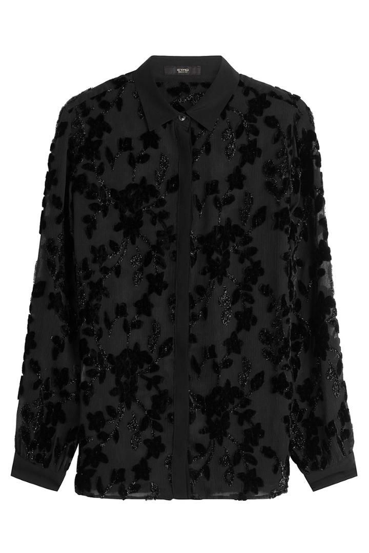 Etro Etro Beaded Velvet Burn-out Blouse - Black