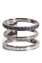 Nikos Koulis Nikos Koulis 18kt Blackened Gold Ring With Sapphires And White Diamonds - Silver