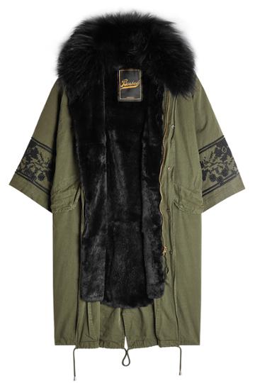 Barbed Barbed Embroidered Cotton Parka With Fur