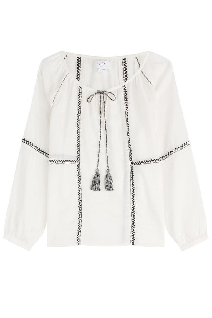 Velvet Velvet Patchwork Peasant Blouse - White
