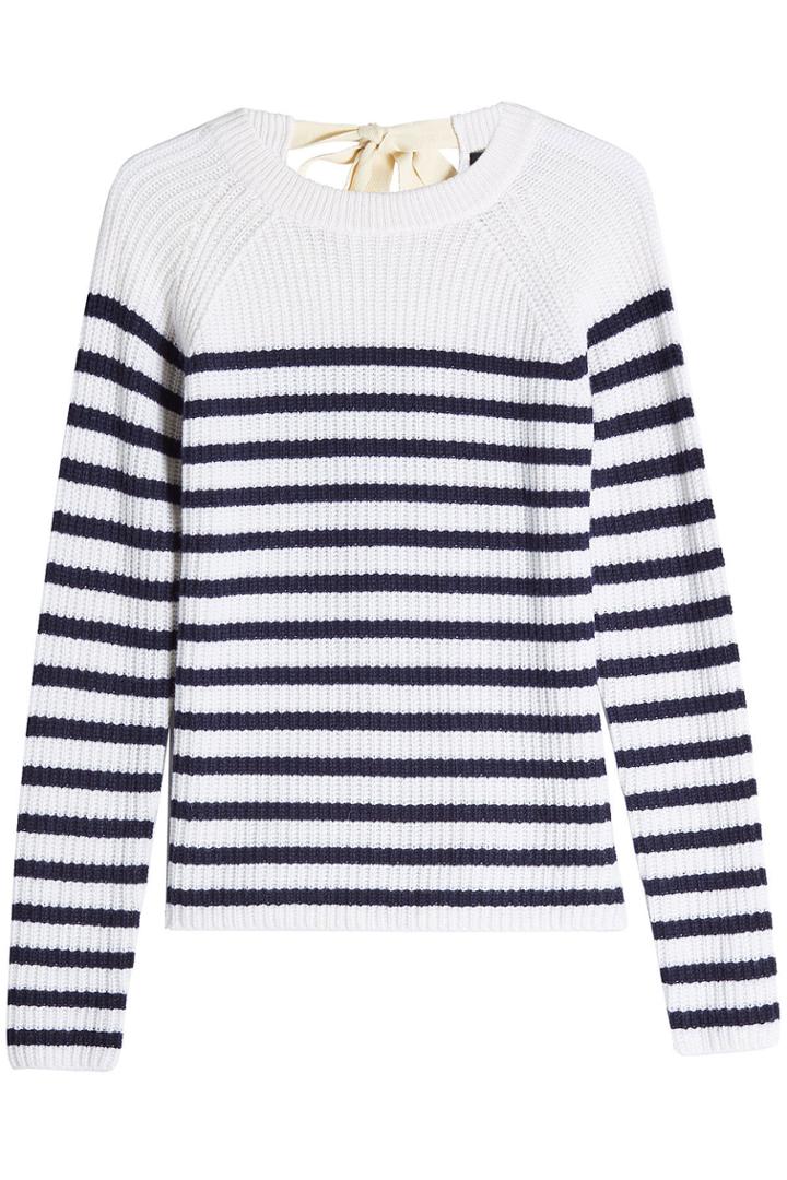 Joseph Joseph Striped Cashmere Pullover With Ribbon Tie