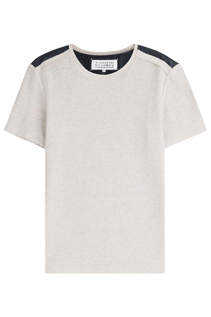 Maison Margiela Maison Margiela Waffle Knit T-shirt With Leather Paneling - Multicolored