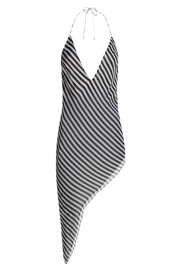 Anthony Vaccarello Anthony Vaccarello Striped Silk Mousseline Dress - Stripes