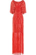 Jenny Packham Jenny Packham Bead And Sequin Embellished Floor Length Silk Gown - Red