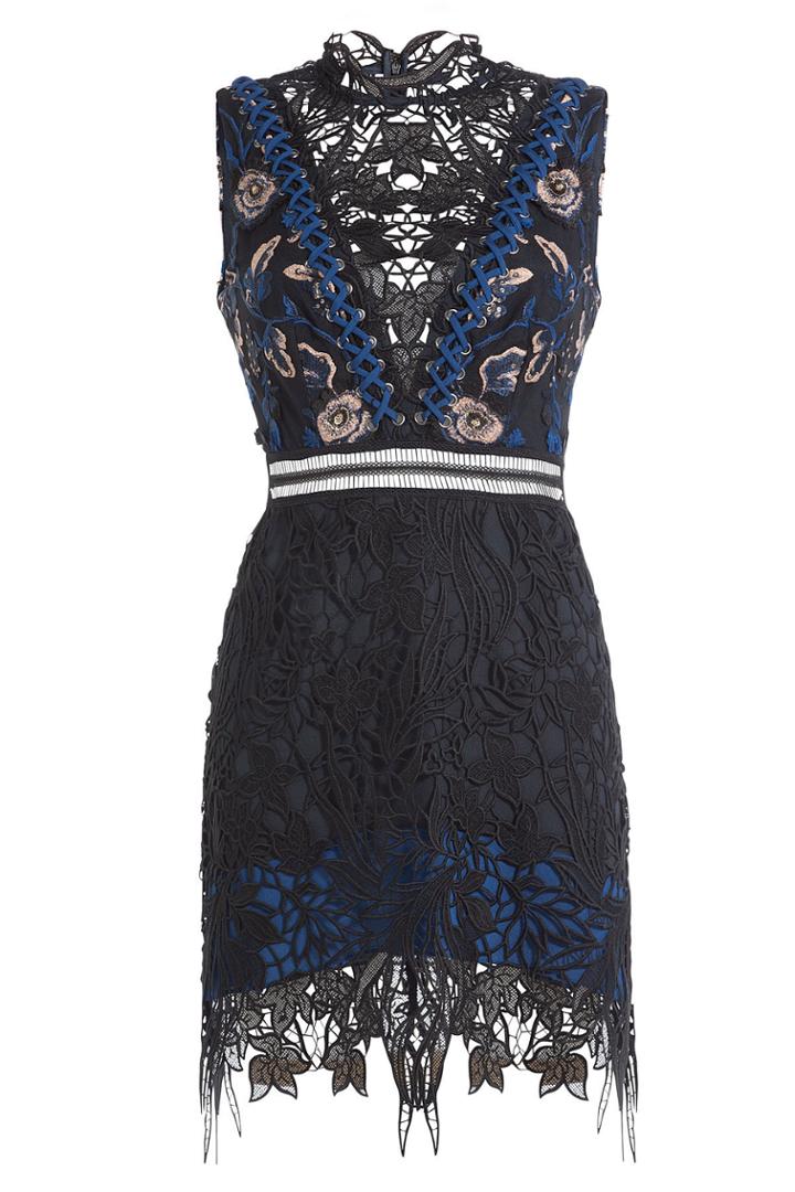 Self-portrait Self-portrait Embroidered Dress With Lacing