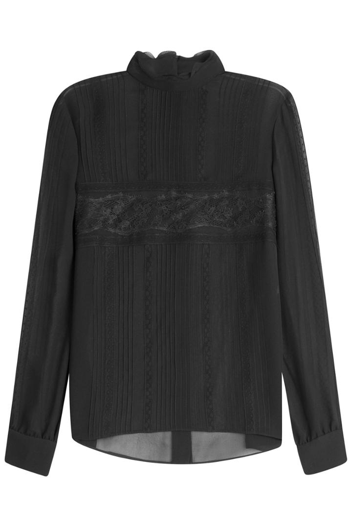 Valentino Valentino Silk Blouse With Lace - Black