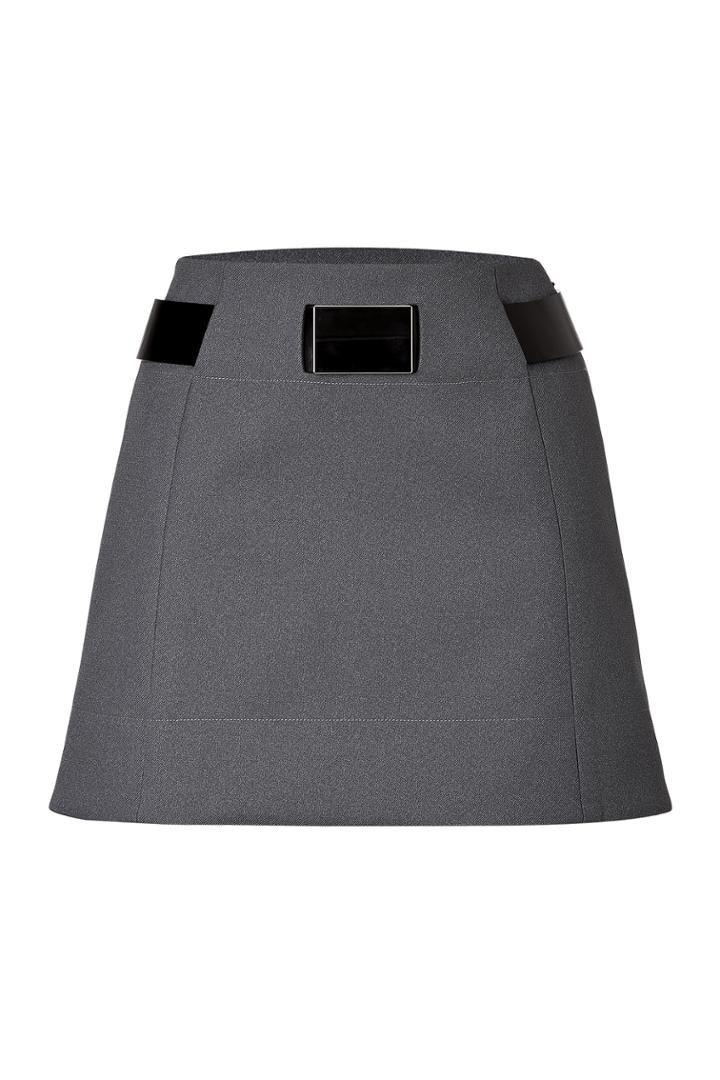 Paco Rabanne Paco Rabanne Belted A-line Skirt - Grey