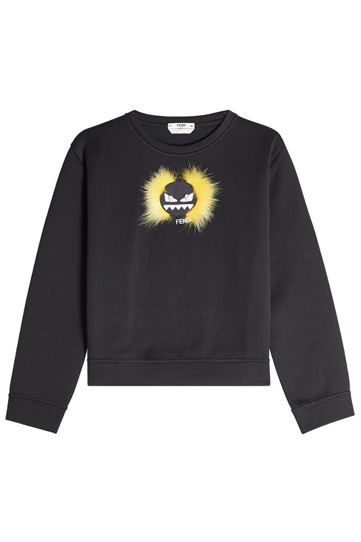 Fendi Fendi Cotton Sweatshirt With Fox Fur - Black