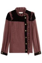 Philosophy Di Lorenzo Serafini Philosophy Di Lorenzo Serafini Printed Silk Chiffon Blouse With Velvet