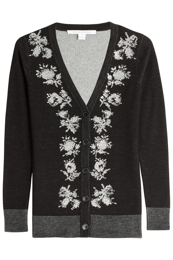 Diane Von Furstenberg Diane Von Furstenberg Embellished Cardigan With Merino Wool - Multicolored