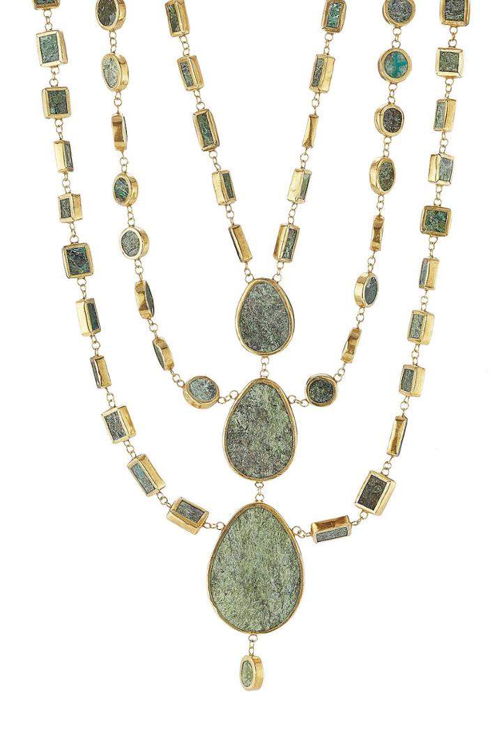 Pippa Small Pippa Small Gold Plated Silver Necklace With Chrysocolla Stones