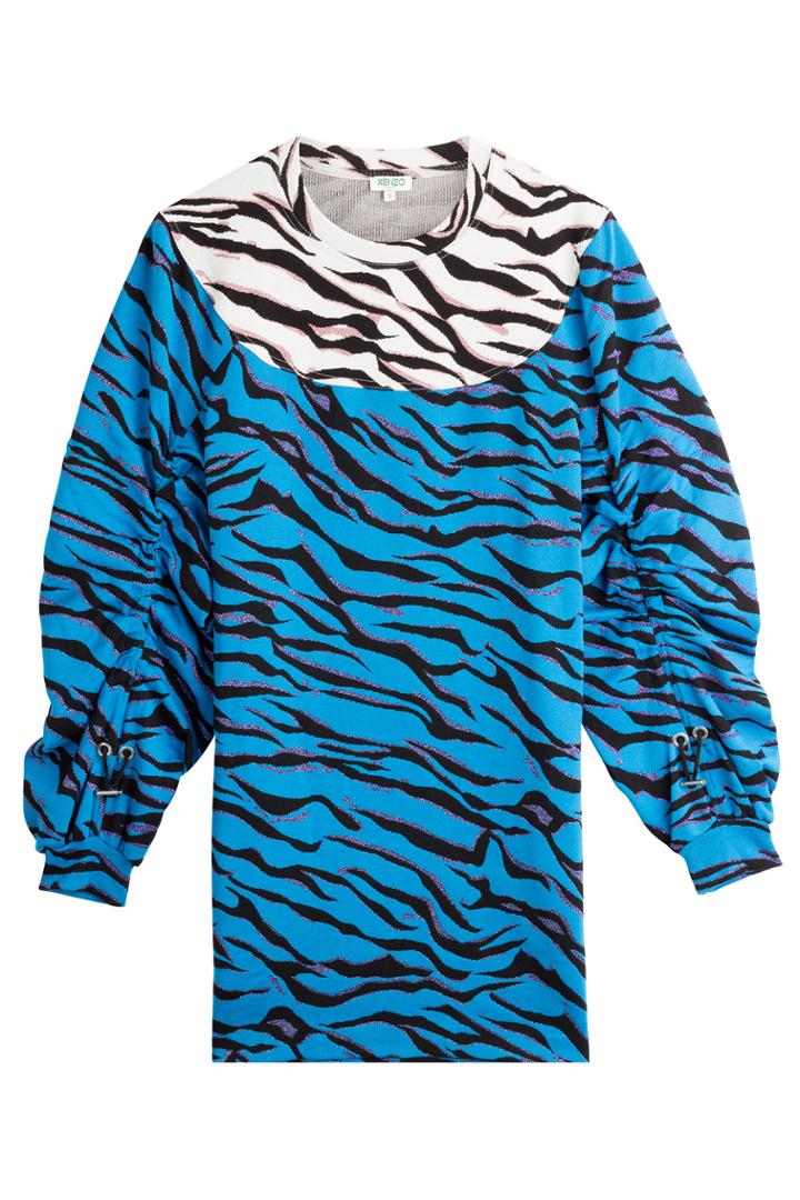 Kenzo Kenzo Printed Cotton Sweater Dress - Blue