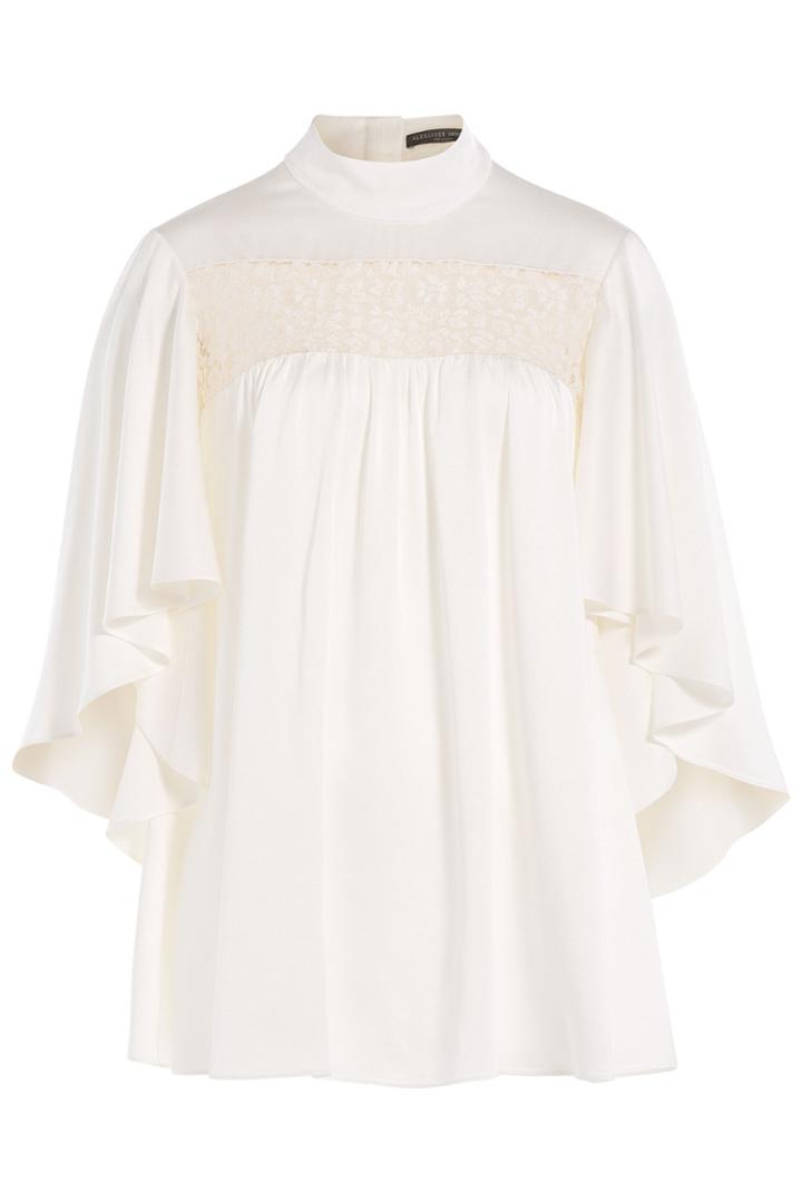 Alexander Mcqueen Alexander Mcqueen Blouse With Lace Inserts - White