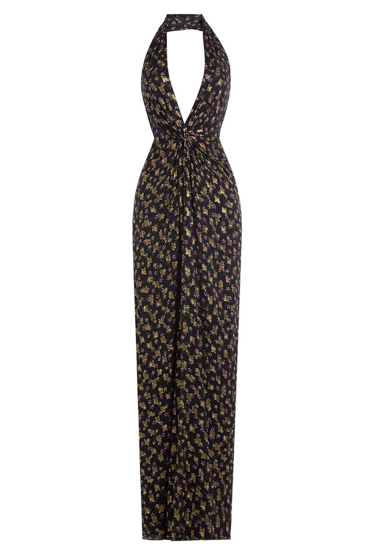 Diane Von Furstenberg Diane Von Furstenberg Printed Halter Neck Gown - Black