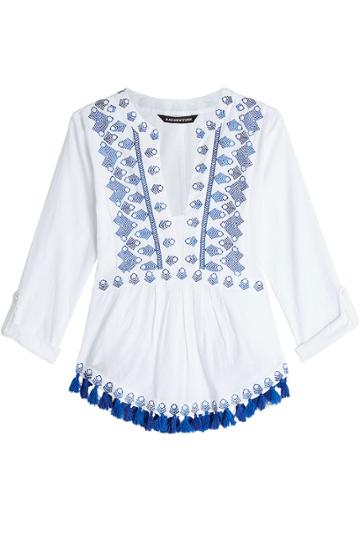Kas New York Kas New York Embroidered Cotton Top With Tassels