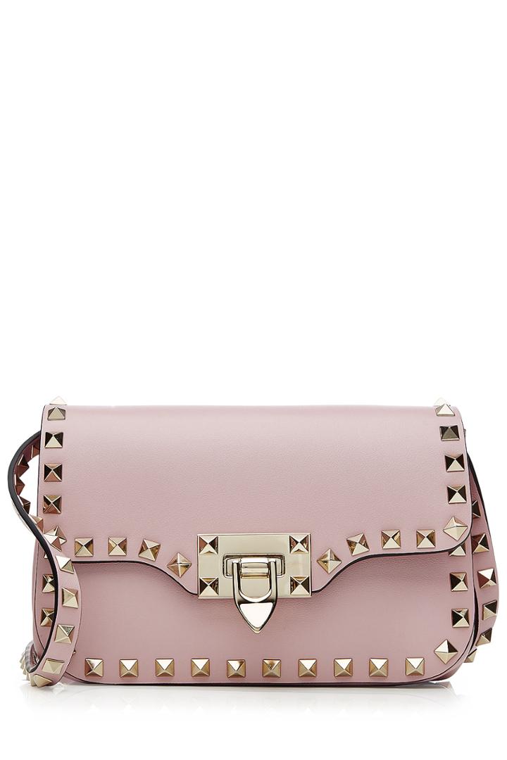 Valentino Valentino Rockstud Mini Leather Shoulder Bag - Rose