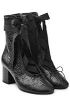 Valentino Valentino Leather Ankle Boots With Grosgrain Ribbon