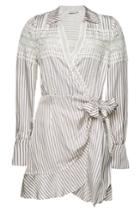 Self-portrait Self-portrait Striped Wrap Dress With Lace