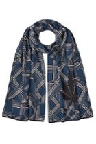 Lucien Pellat-finet Lucien Pellat-finet Printed Cotton Scarf With Cashmere - Blue