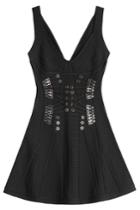 Hervé Léger Hervé Léger Marissa Bandage Dress With Corset Detail - Black